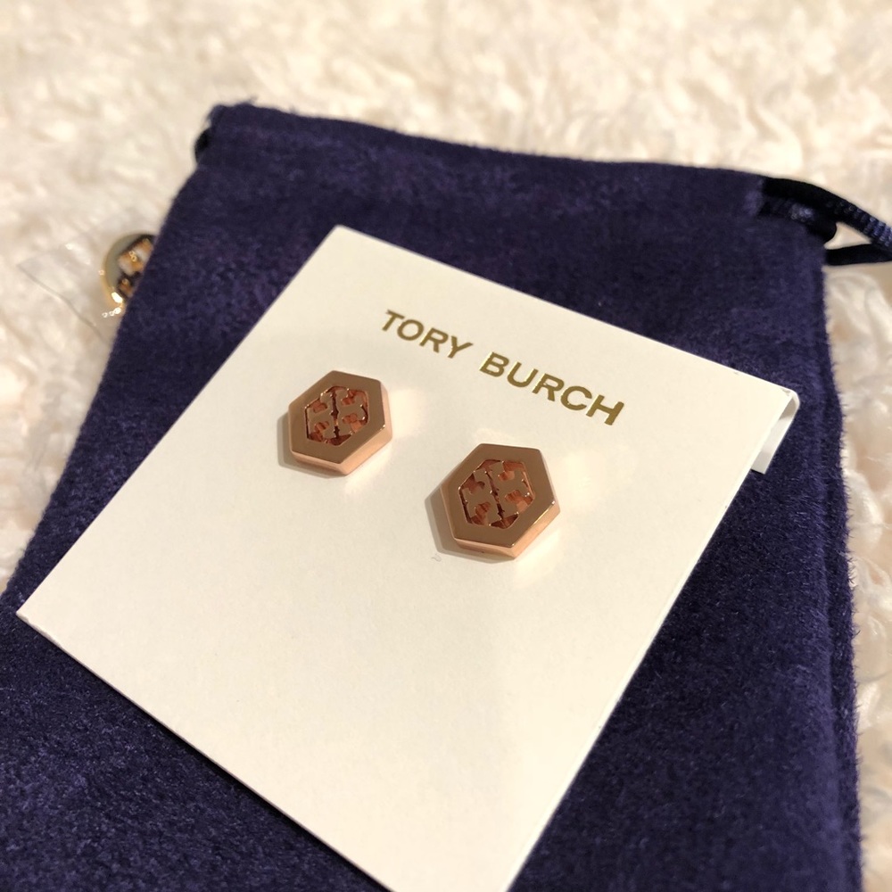 Tory Burch Logo Stud Earrings - Picture 2 of 4
